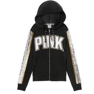 Pink Black Sequin hoodie/ jogger pants set